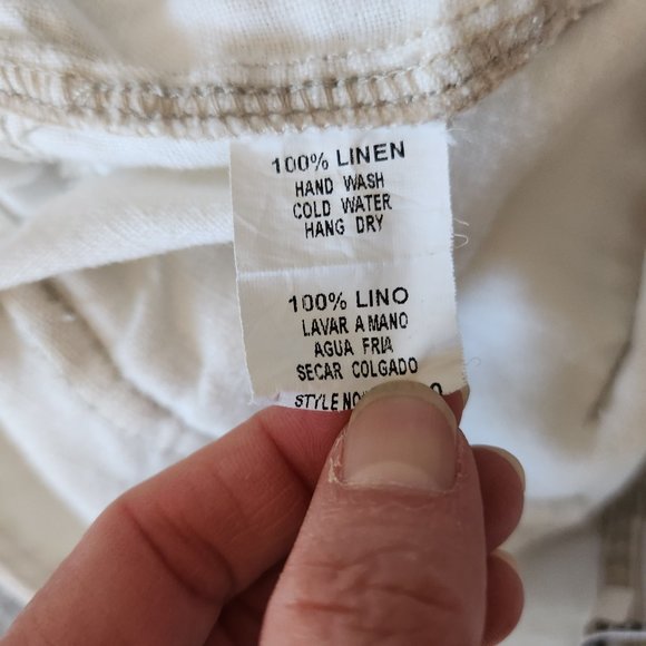 Monoreno Linen Distressed Button Accent Shorts Tie-Hem White Zip Pocket - Picture 11 of 11